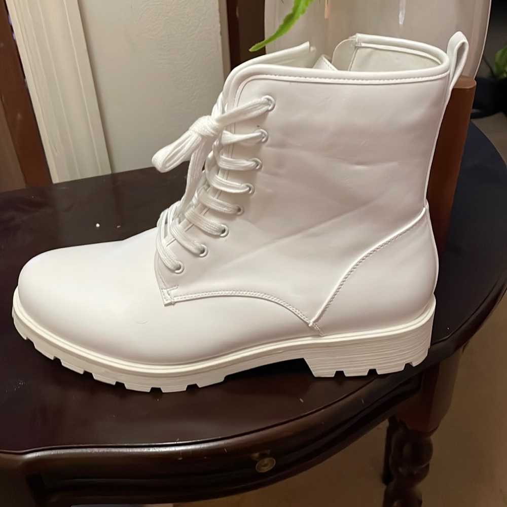 White combat boots